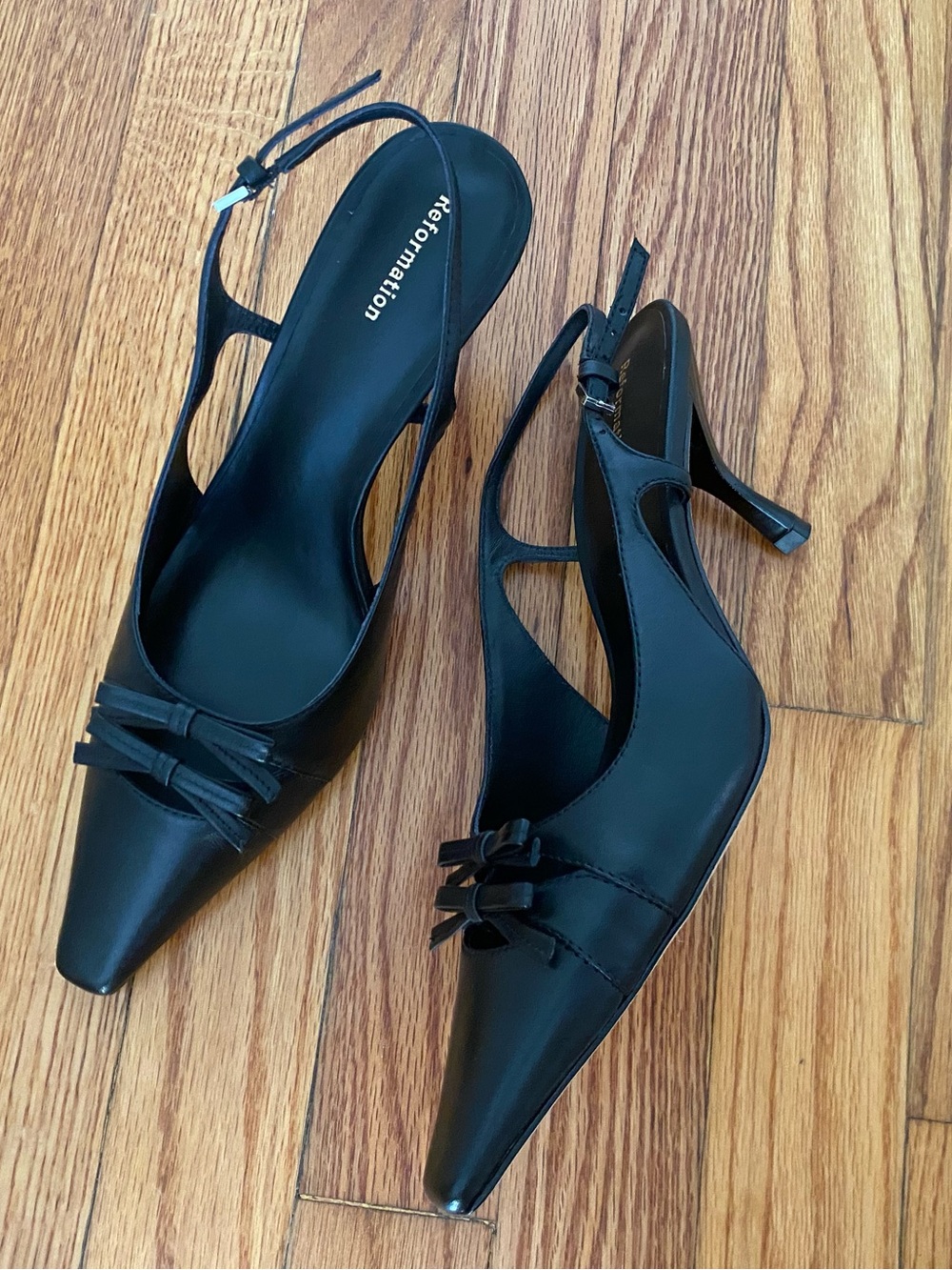Reformation Slingback Heels with Bows